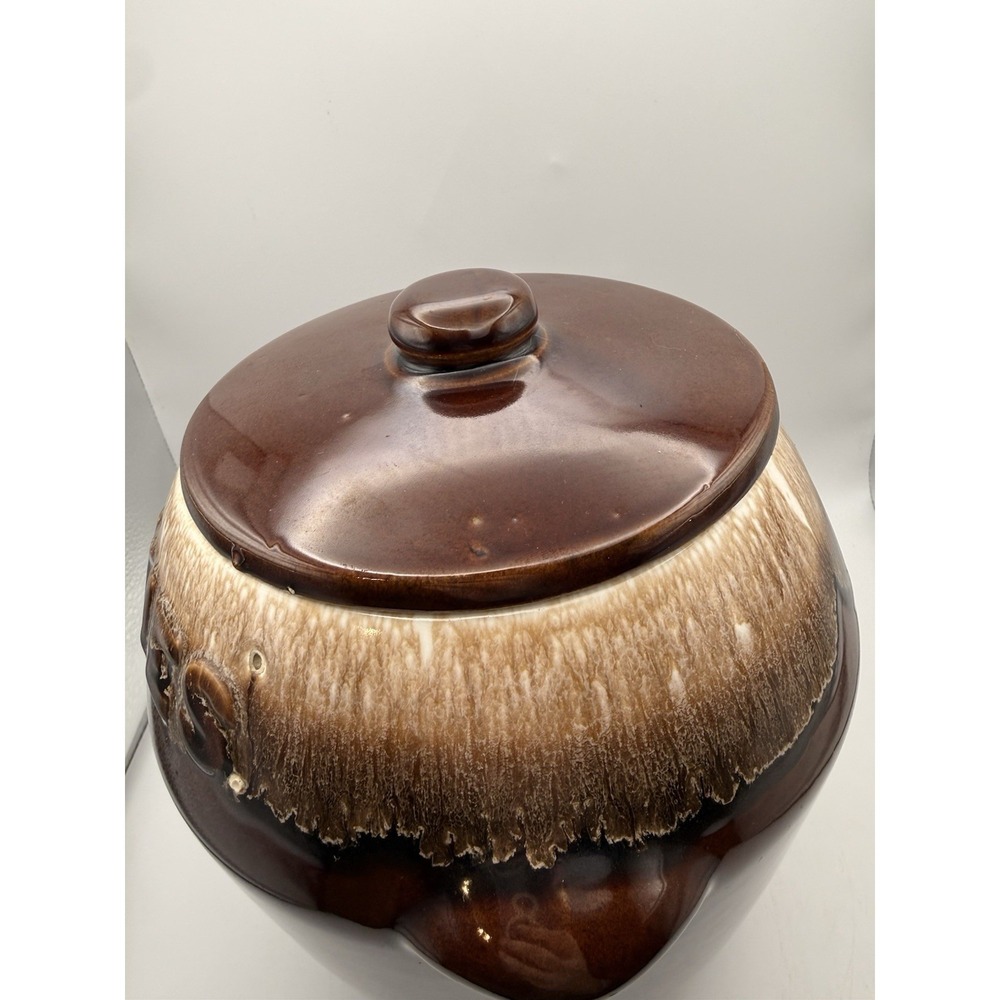 VTG McCoy Brown Drip Glaze Pottery Cookie Crock with Lid 8in Tall USA Made MCM - Picture 7 of 16